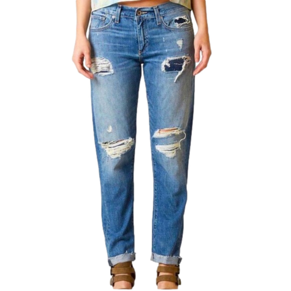 Lucky Brand Sienna Slim Boyfriend Jean 4 27 distressed raw hem